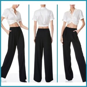 Alice + Olivia Phebe Knot-Front Crop Button-Down Size Small